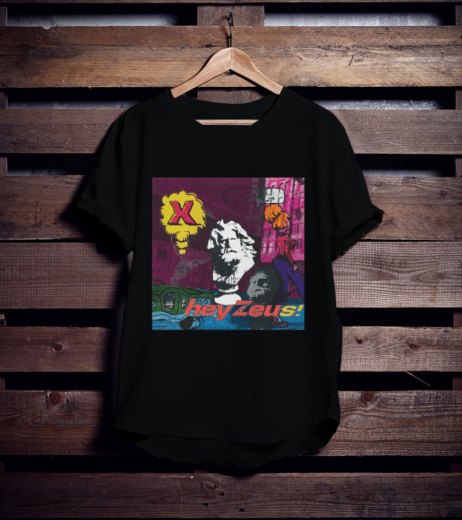 X Hey Zeus Bust And Urban Pop Art Scene T-Shirt
