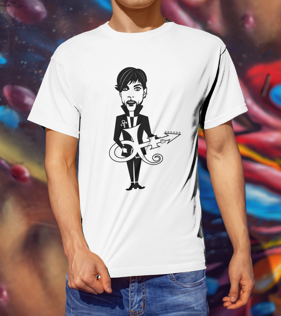 Pr 17 Prince Symbol With Guitar Caricature T-Shirt
