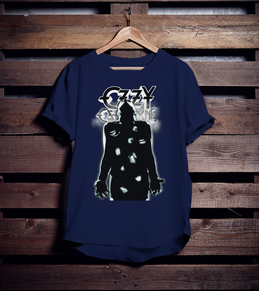 Ozzy Osbourne Black Silhouette With Logos And Light Effects T-Shirt