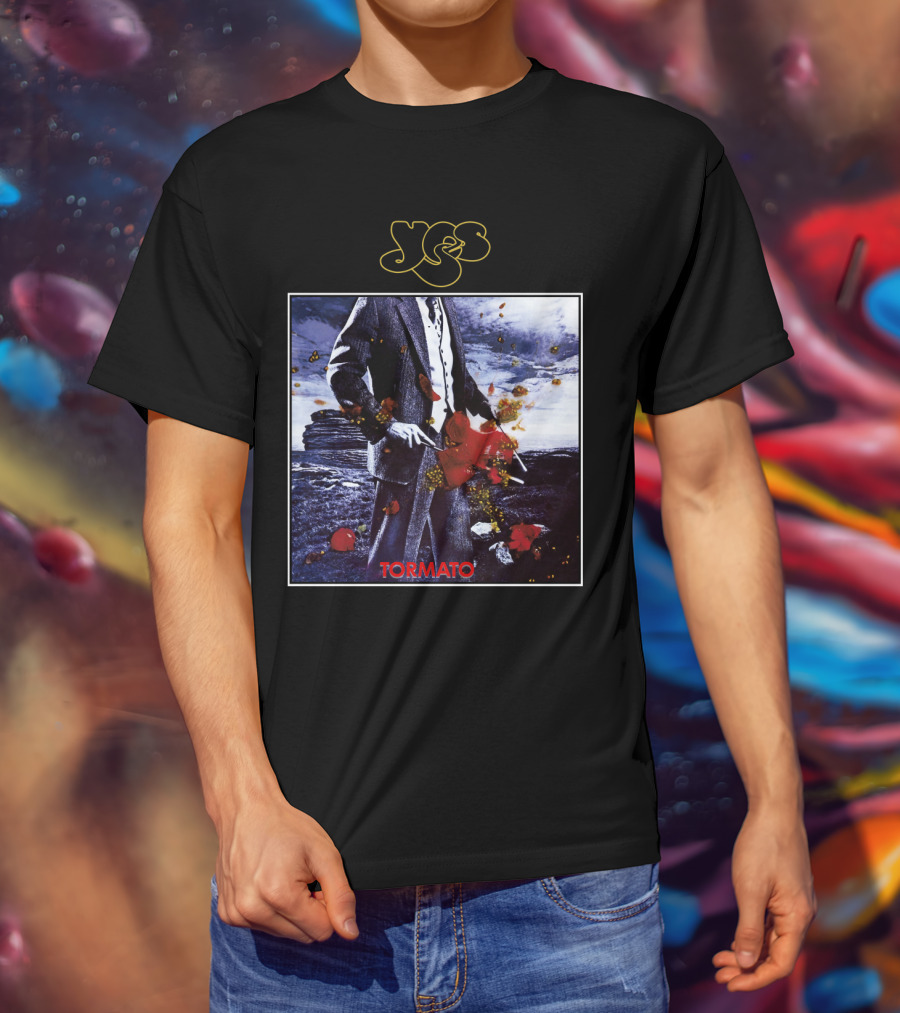Yes Tormato Album Cover Art With Suit And Tornado T-Shirt