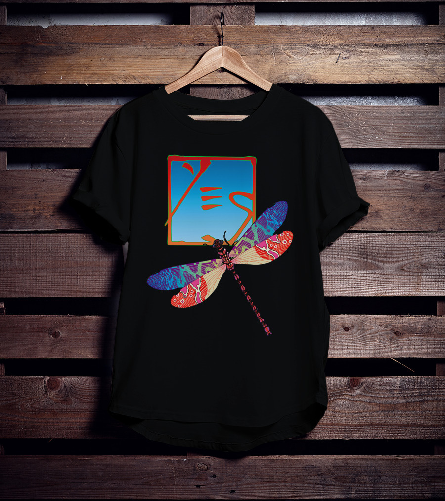 Yes Logo With Colorful Dragonfly Artwork T-Shirt