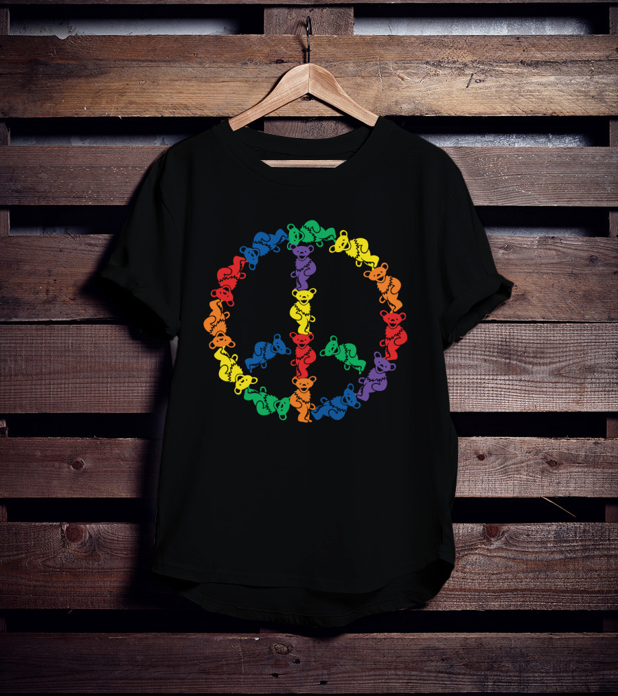 Grateful Dead Rainbow Dancing Bears Peace Sign T-Shirt