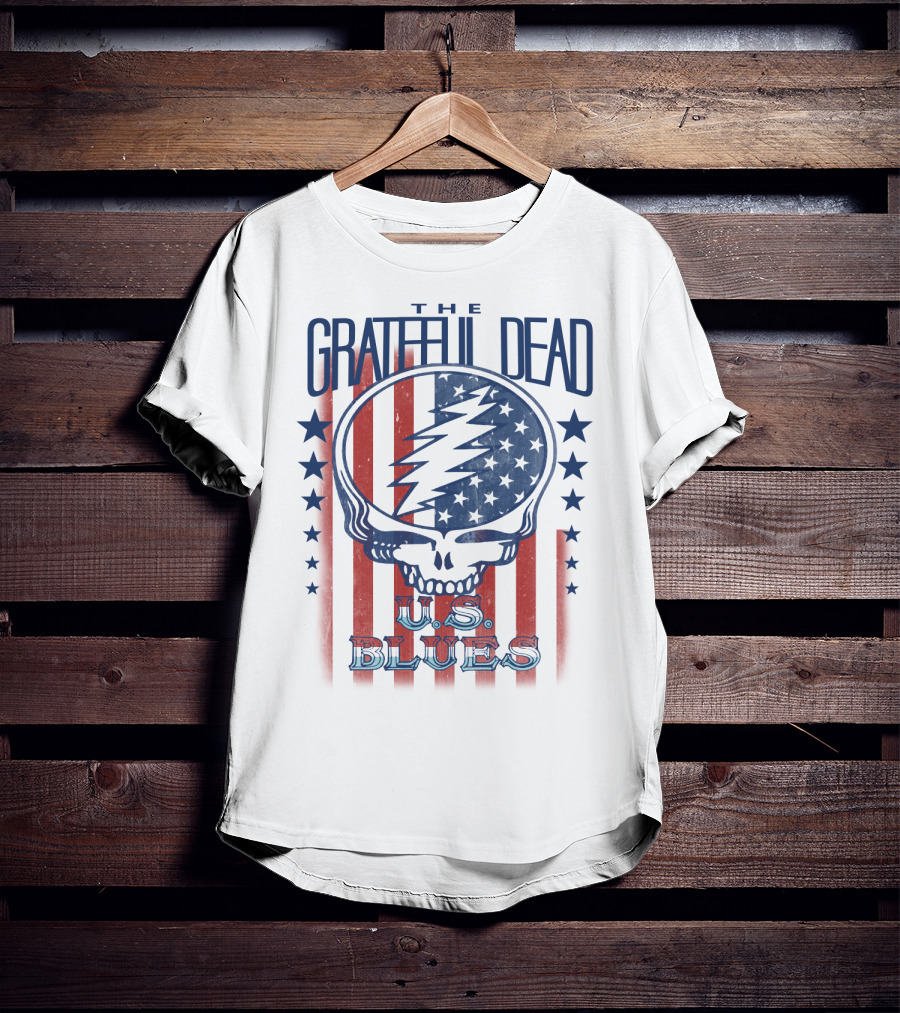 The Grateful Dead U.s. Blues Skull Lightning Bolt Stars And Stripes T-Shirt