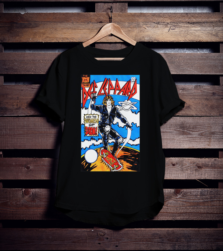 Def Leppard And The Women Of Doom Comic Style Artwork T-Shirt
