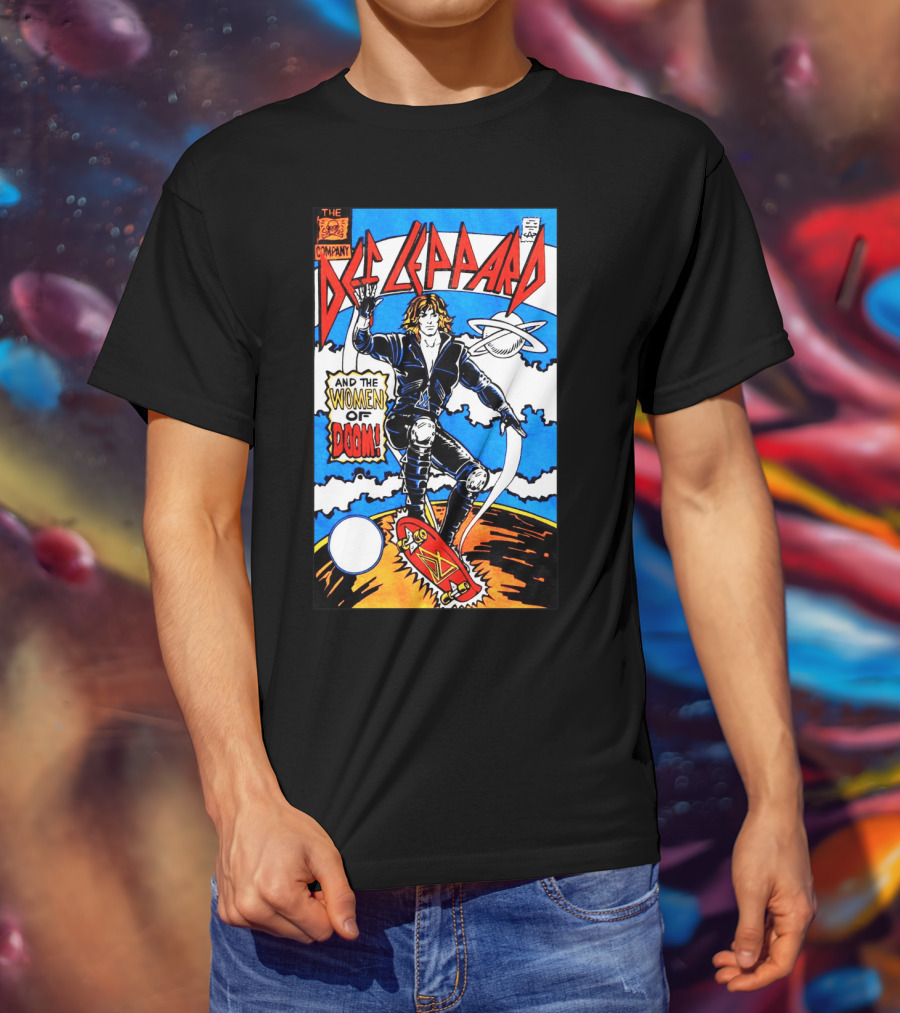 Def Leppard And The Women Of Doom Comic Style Artwork T-Shirt