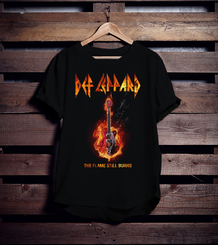 Def Leppard The Flame Still Burns Guitar Fire T-Shirt