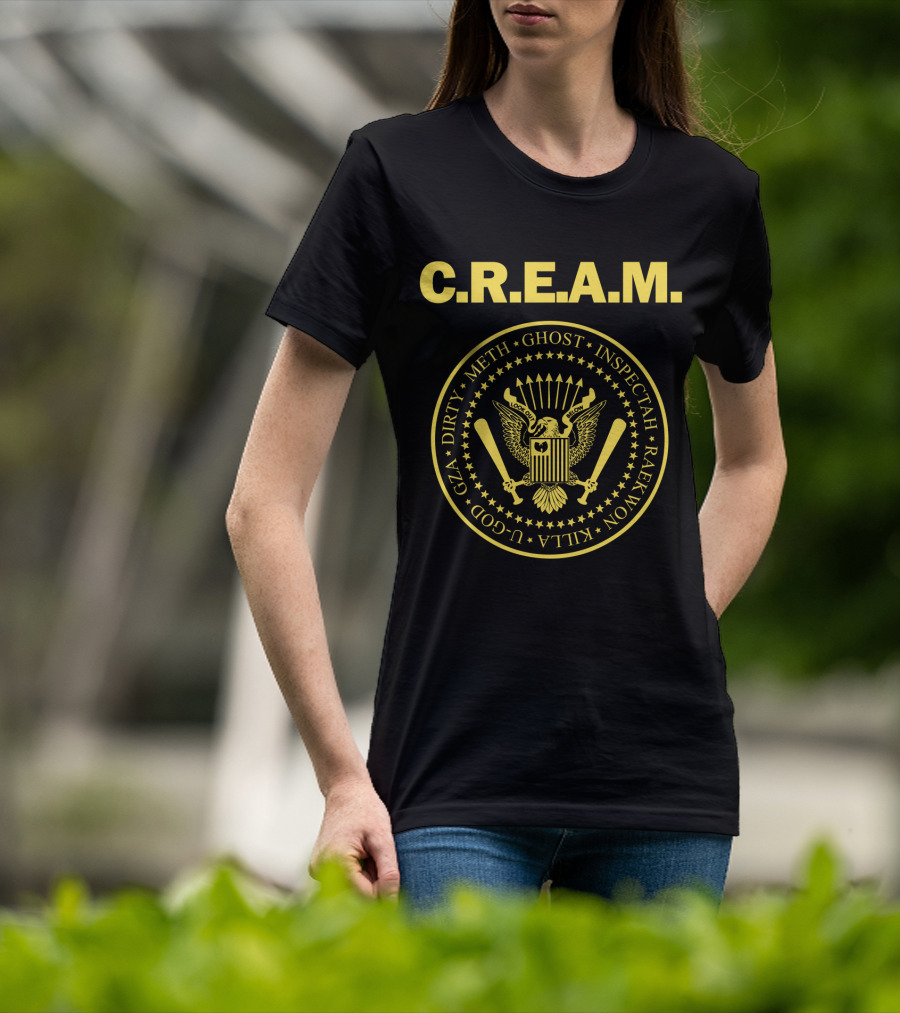 C.r.e.a.m. Wu-Tang Clan Emblem Featuring Ghost Inspectah Raekwon Killa U-God Gza Dirty Meth T-Shirt