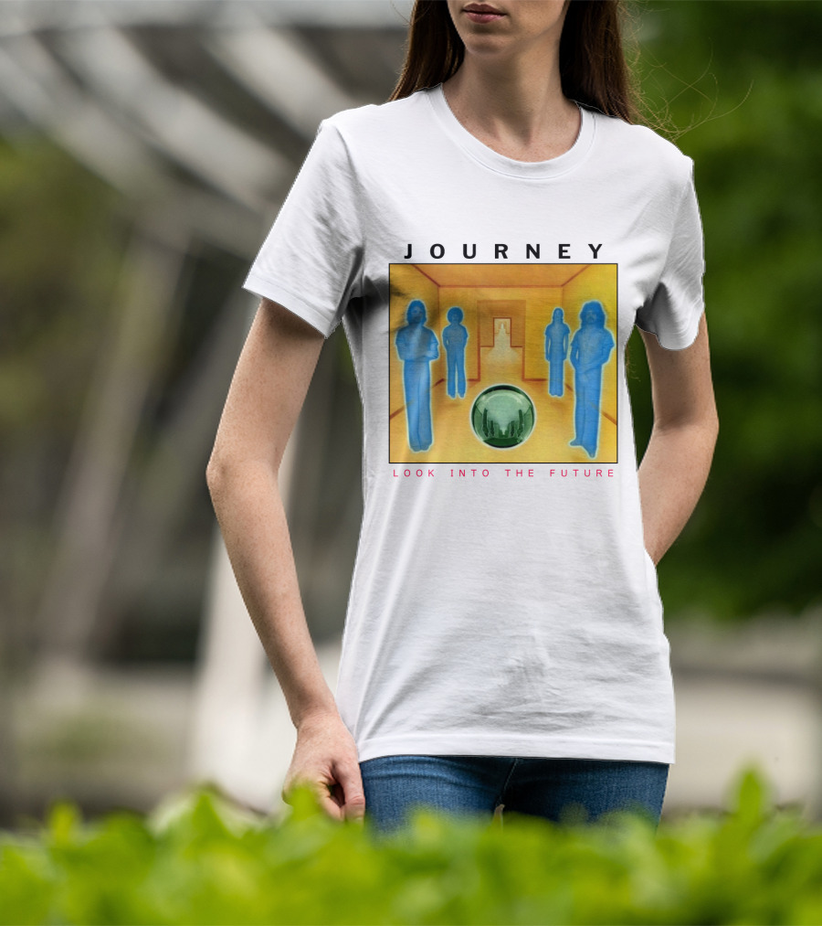 JOURNEY Look Into The Future Album Art With Blue Figures And Globe T-Shirt