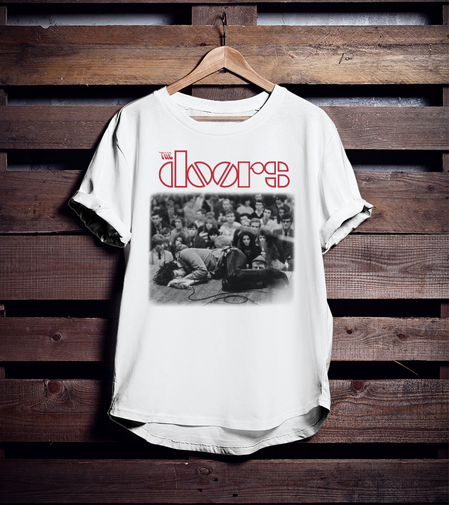 The Doors Vintage Concert Photography Black And White Crowd Scene T-Shirt