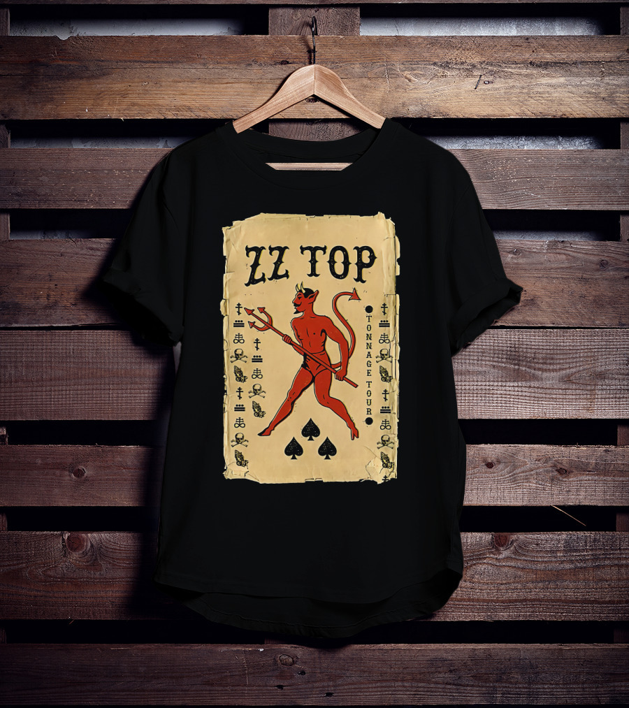 Zz Top Tonnage Tour Devil Playing Cards T-Shirt