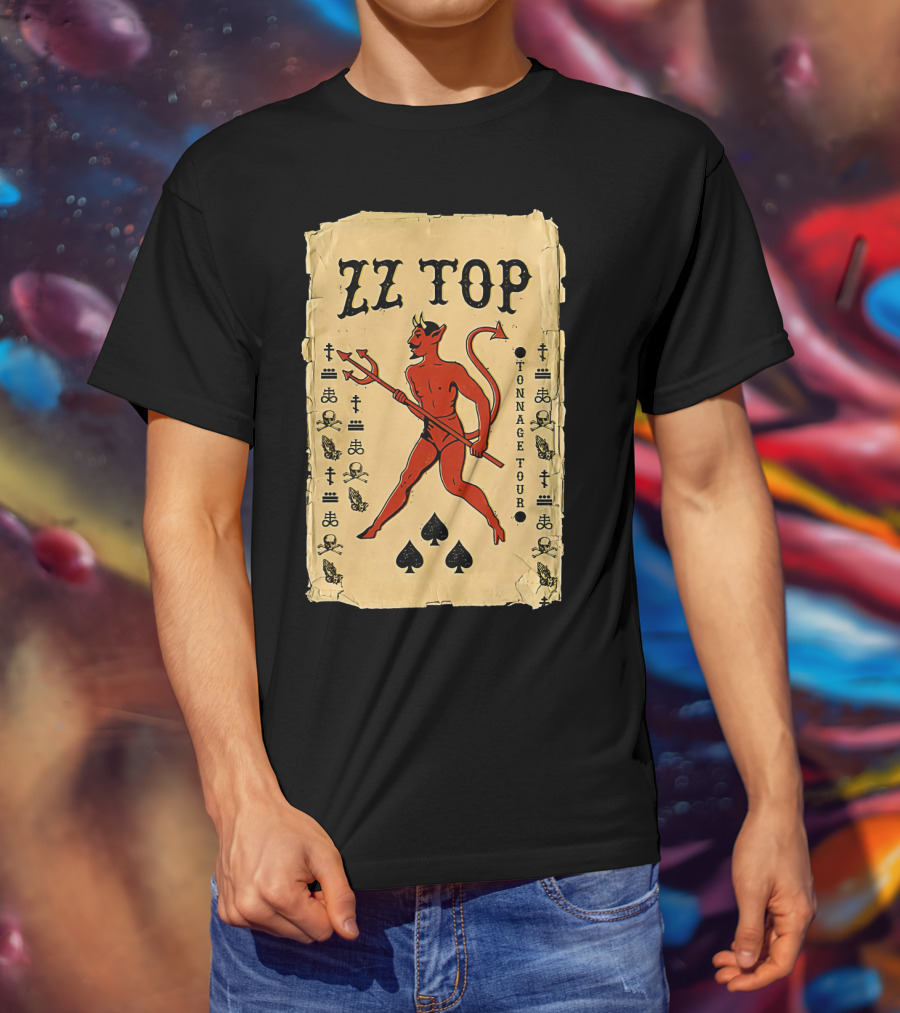 Zz Top Tonnage Tour Devil Playing Cards T-Shirt