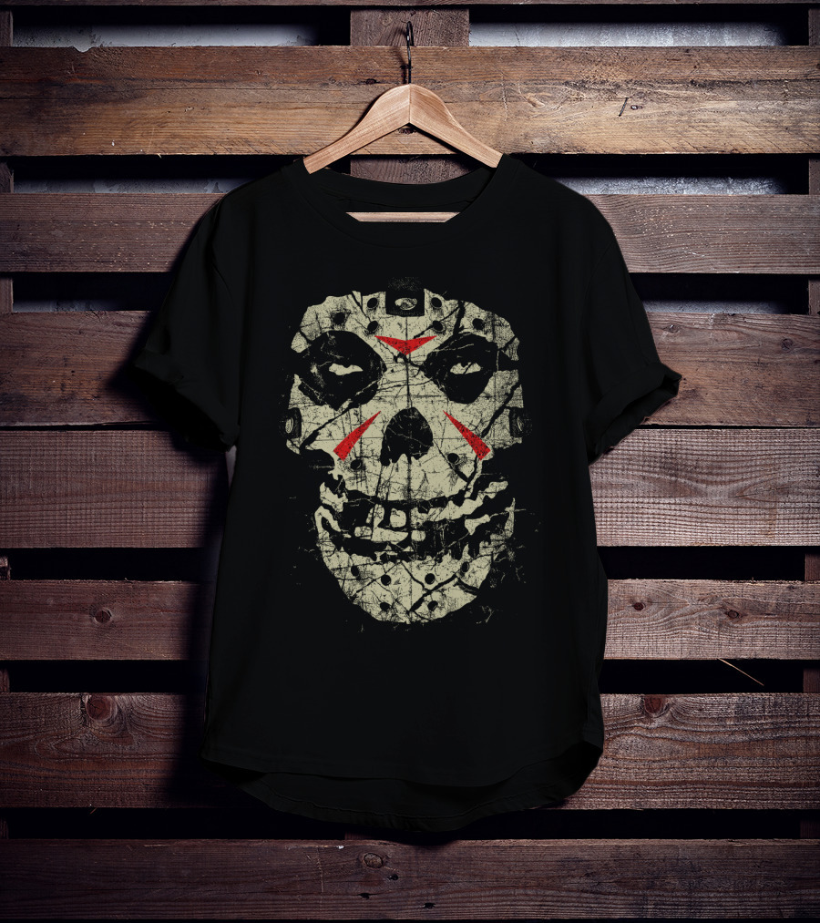 Misfits Face Splattered Grunge Skull With Red Accents T-Shirt