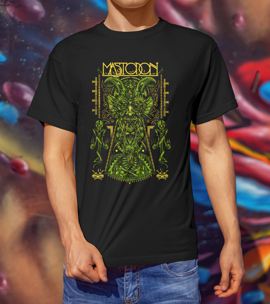 Mastodon Green Demonic Creature With Horns And Mystical T-Shirt