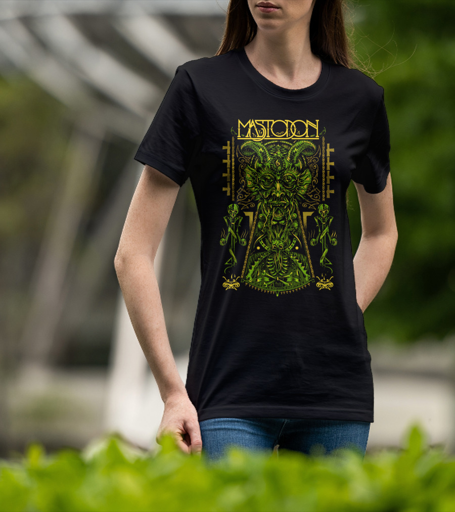 Mastodon Green Demonic Creature With Horns And Mystical T-Shirt