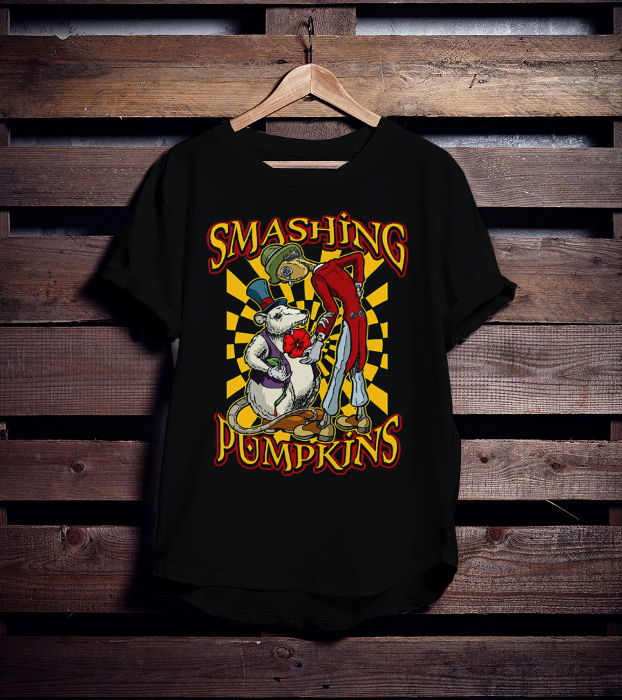 Smashing Pumpkins Alice In Wonderland Style Mad Hatter And White Rabbit T-Shirt