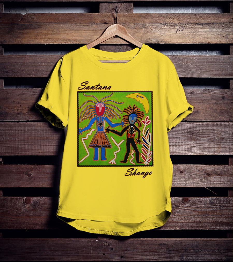 Santana Shango Colorful Tribal Art With Moon And Figures T-Shirt