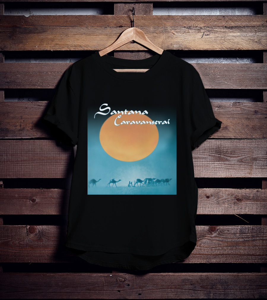 Santana Caravanserai Desert Caravan Under Orange Moon T-Shirt