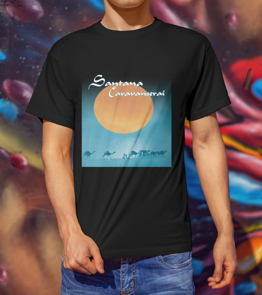 Santana Caravanserai Desert Caravan Under Orange Moon T-Shirt