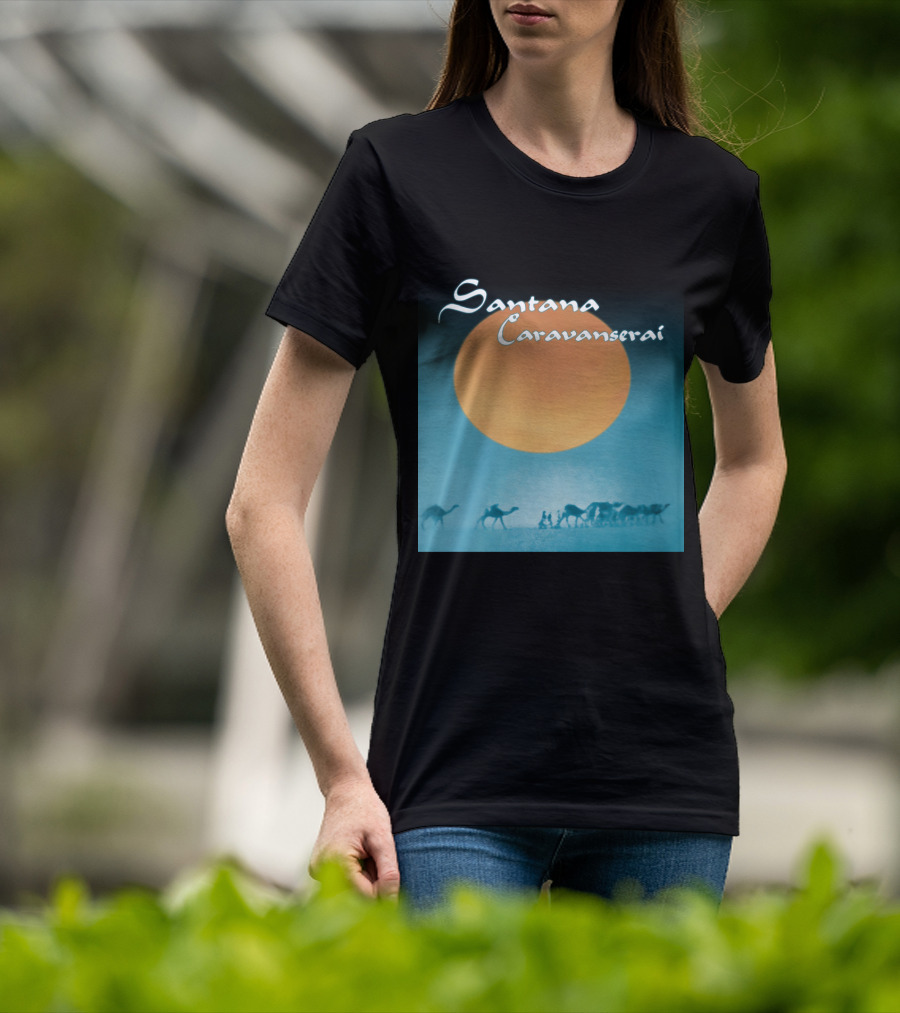 Santana Caravanserai Desert Caravan Under Orange Moon T-Shirt