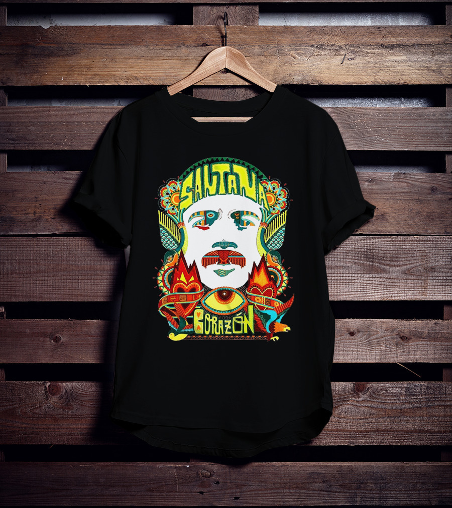 Santana Corazón Psychedelic Art Face T-Shirt