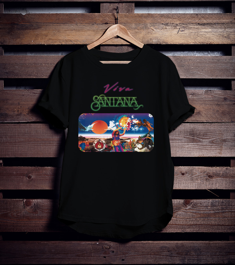 Viva Santana Psychedelic Artwork Collage T-Shirt