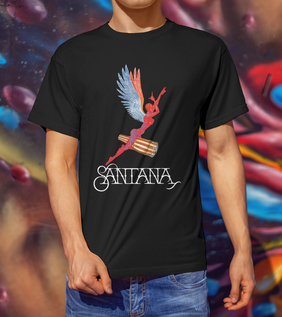 Santana Angel With Winged Figure On Drum T-Shirt