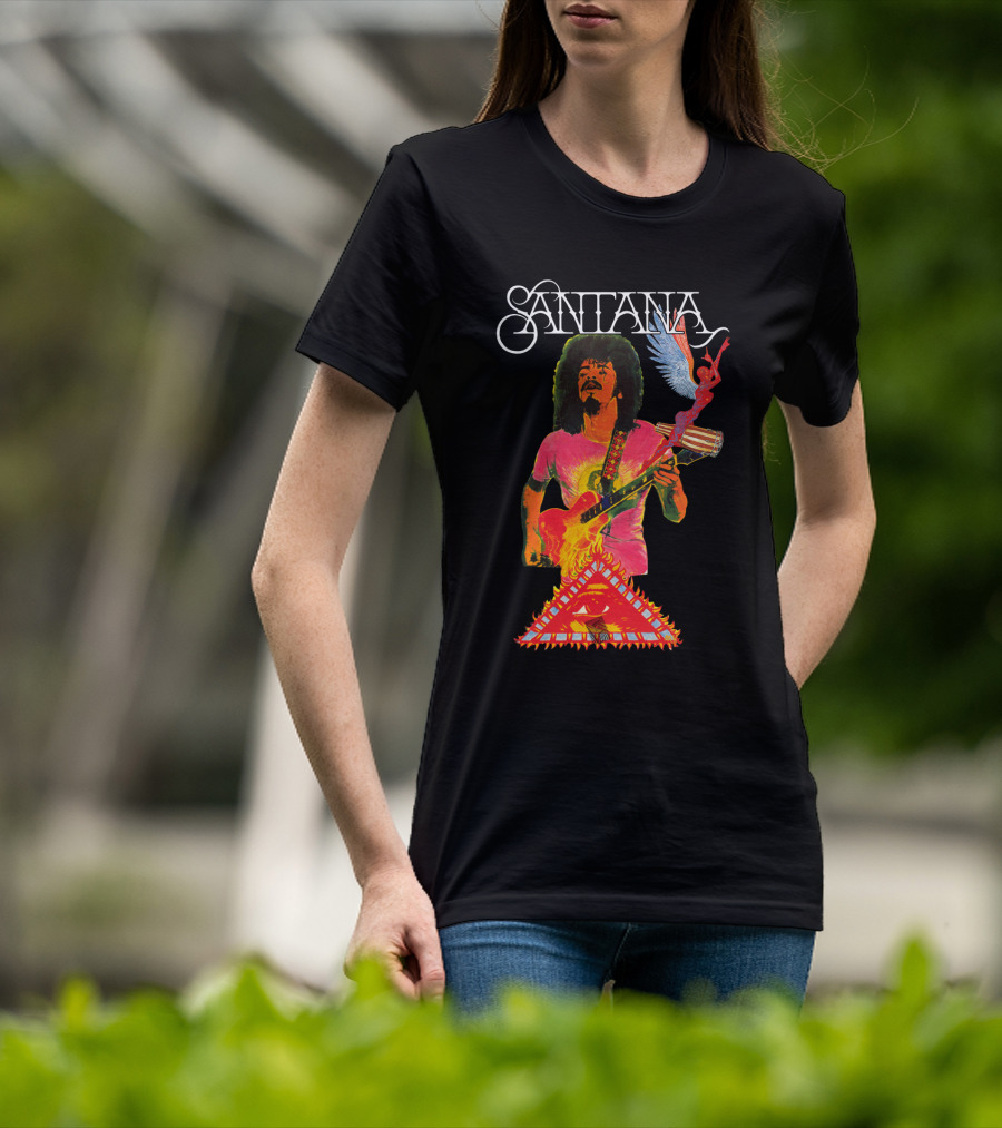 Santana Guitar Art With Angel And Pyramid T-Shirt