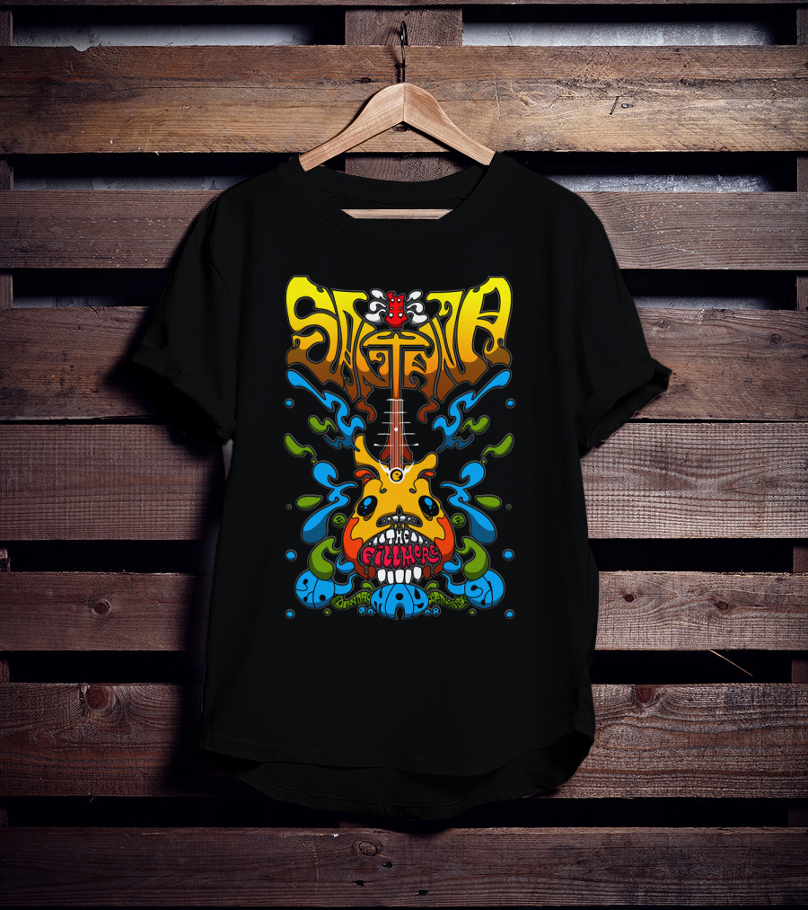 Santana The Fillmore 1968 Psychedelic Guitar Art T-Shirt