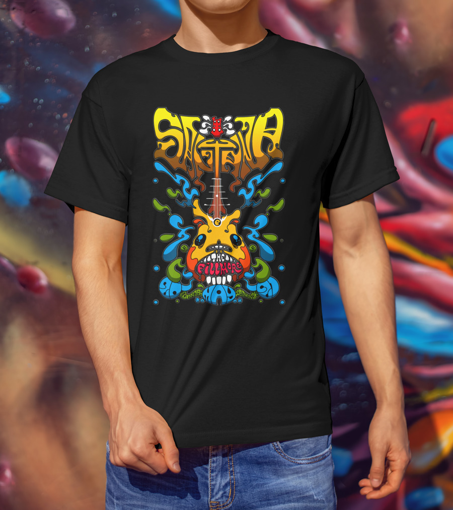 Santana The Fillmore 1968 Psychedelic Guitar Art T-Shirt