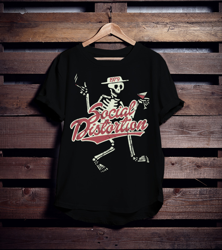 Social Distortion 1979 Skeleton Smoking And Drinking T-Shirt