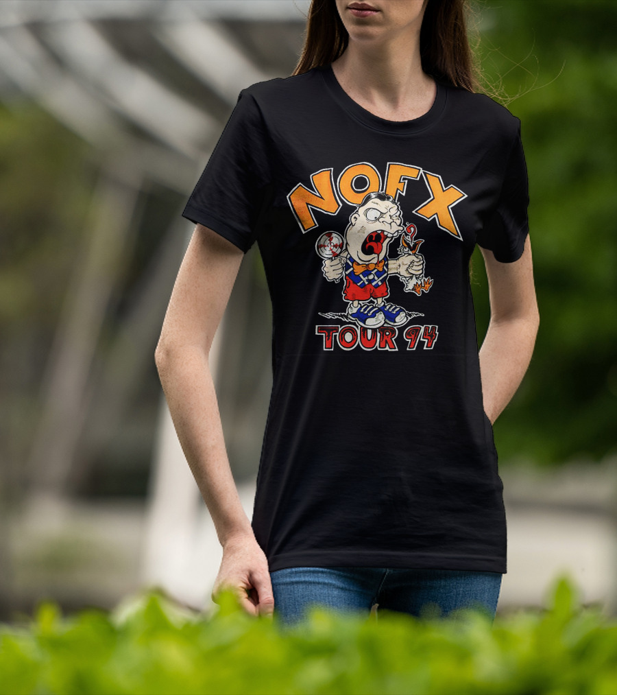 Nofx Tour 94 Cartoon Character With Slingshot And Roast Chicken T-Shirt