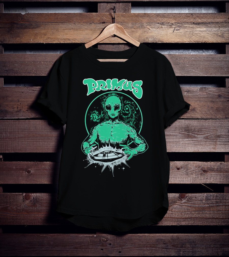 Primus Alien Holding Ufo With Cosmic T-Shirt