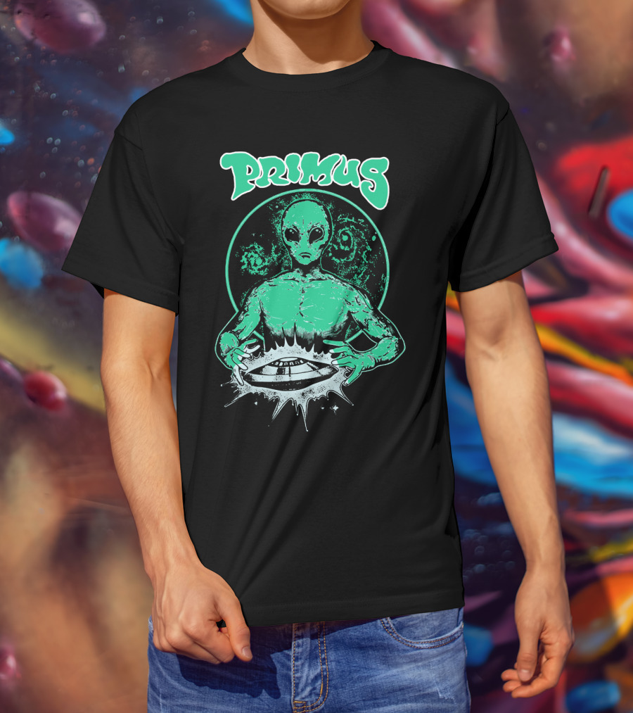 Primus Alien Holding Ufo With Cosmic T-Shirt