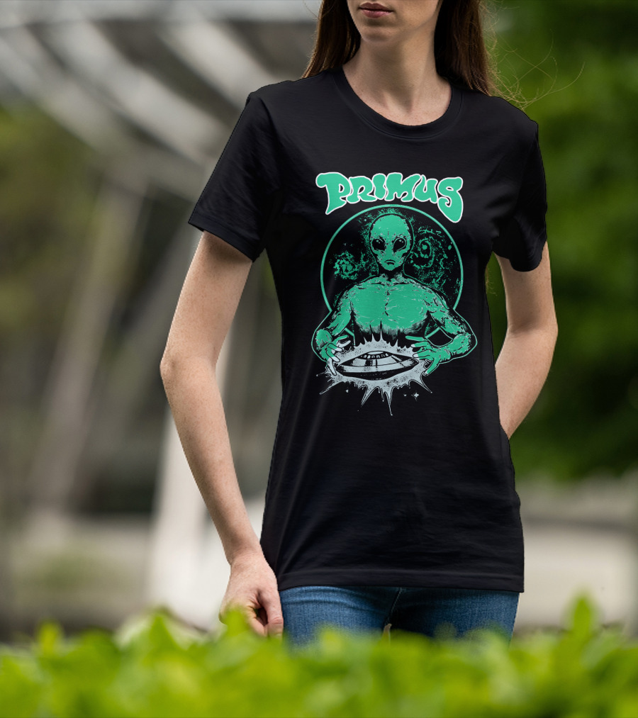Primus Alien Holding Ufo With Cosmic T-Shirt