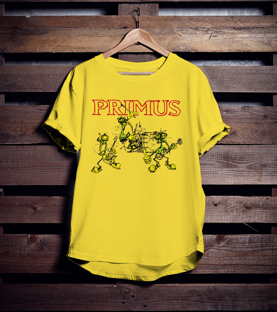 Primus Iconic Cartoon Figures With Red Title T-Shirt