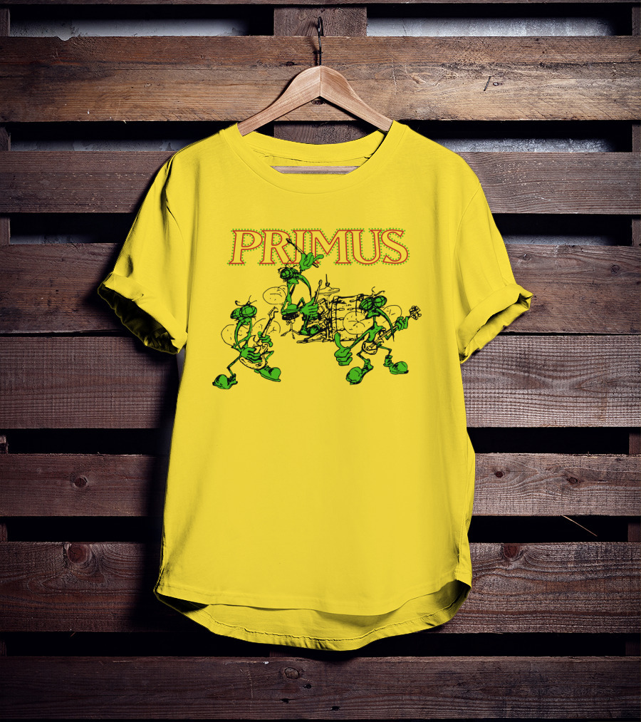 Primus Band Alien Character Drumming And Guitar Playing Scene T-Shirt