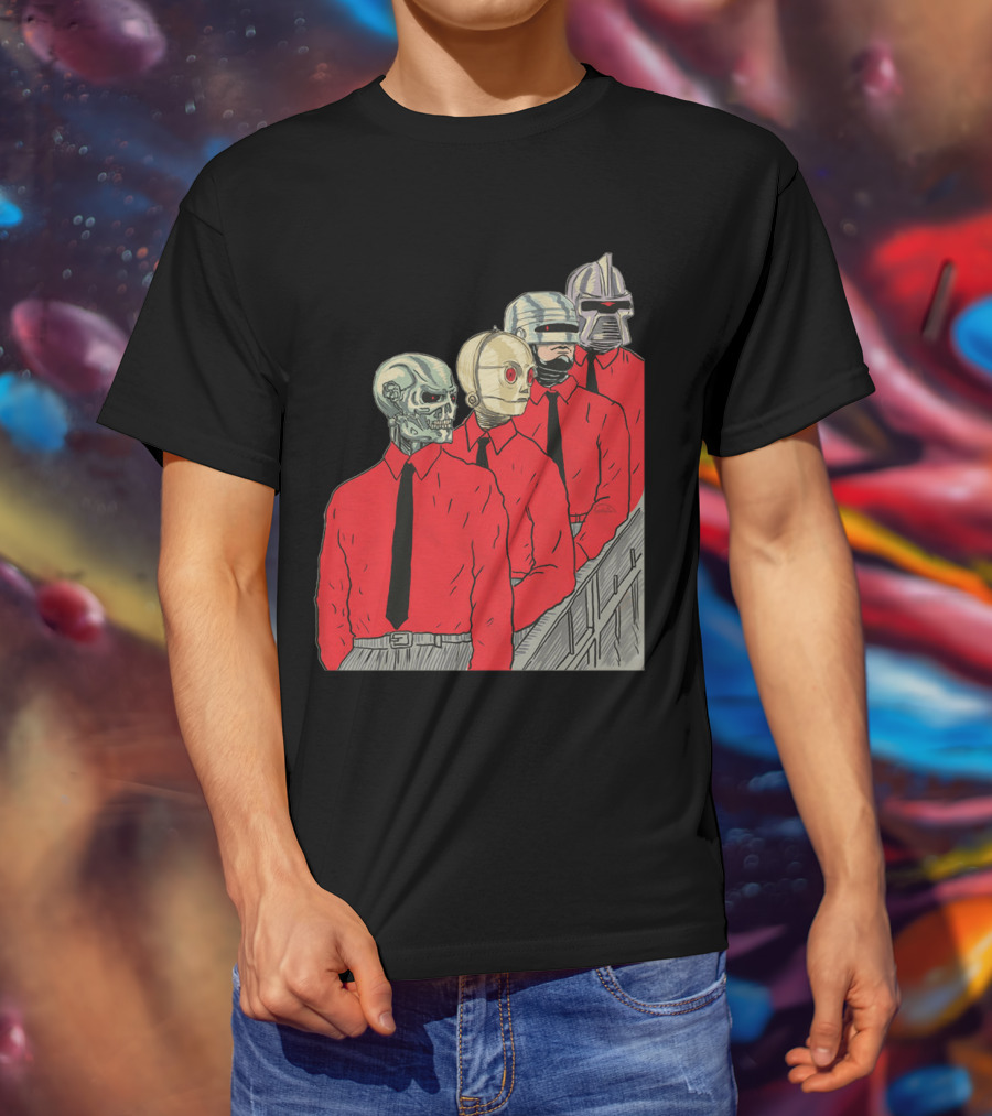 Robots In Red Shirts Black Ties T-Shirt