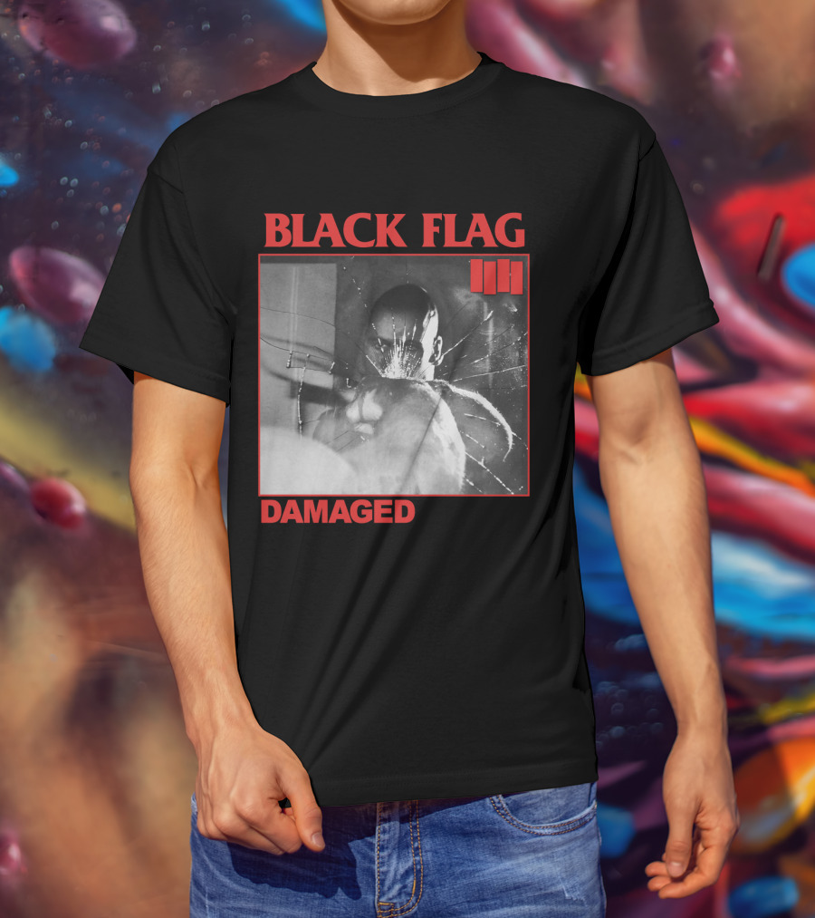 Black Flag Damaged Three Bars T-Shirt