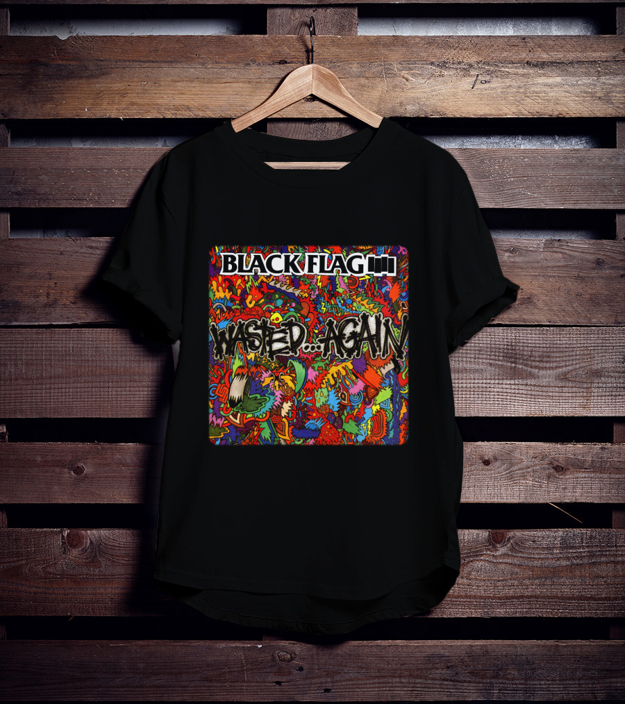 Black Flag Wasted Again Psychedelic Artwork T-Shirt