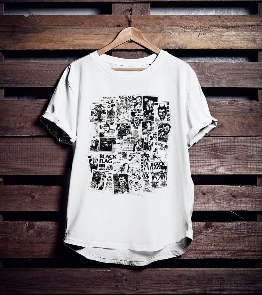 Black Flag Collage With Concert Posters T-Shirt