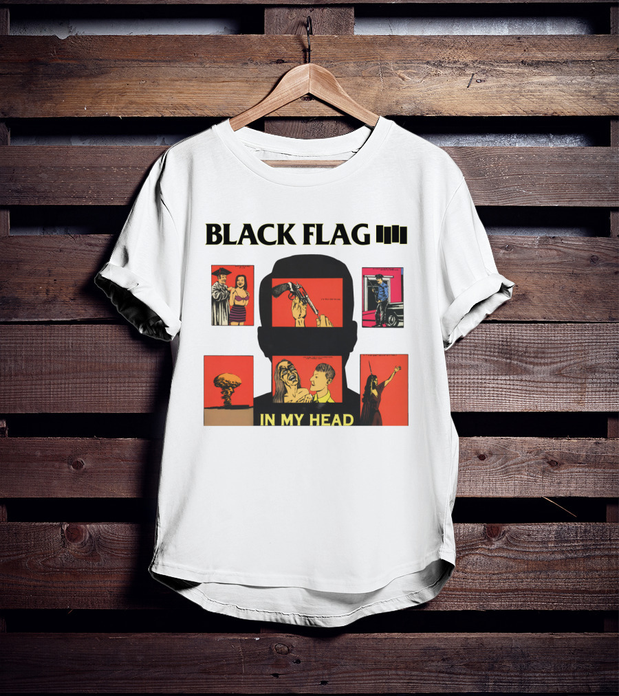 Black Flag In My Head Album Cover Artwork With Iconic Imagery And T-Shirt