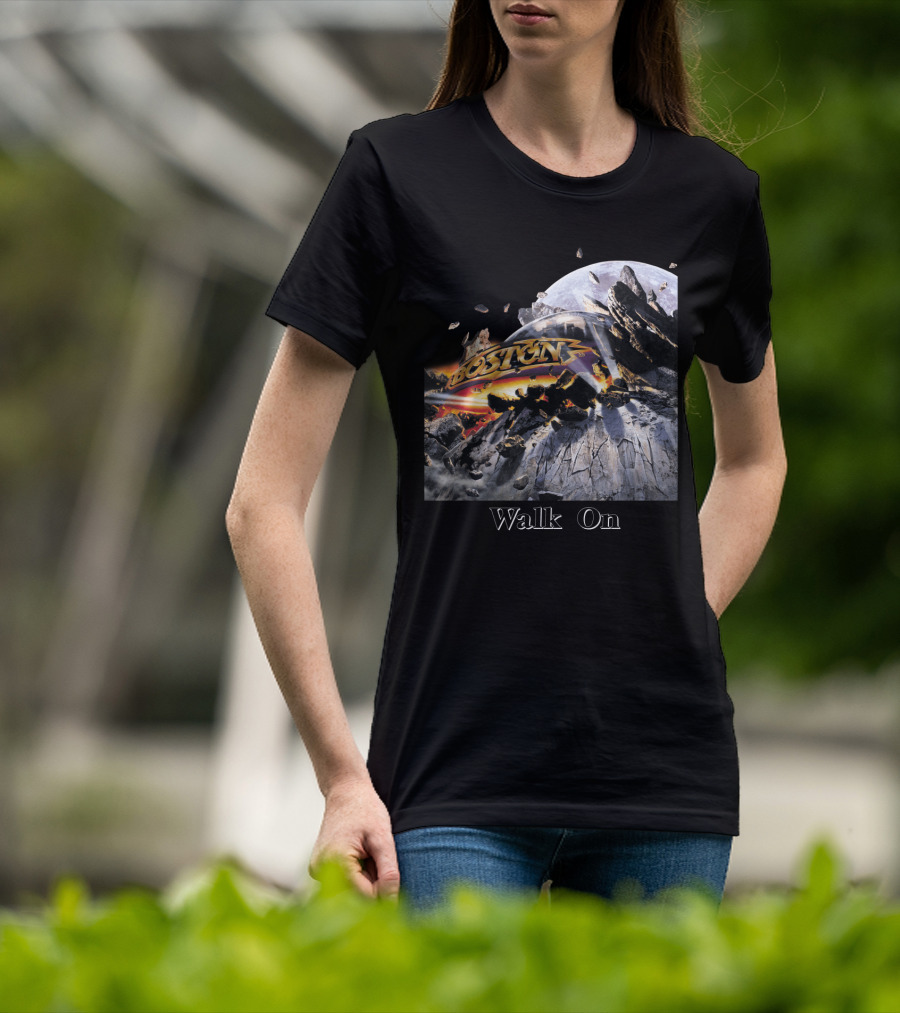 Boston Walk On Rock Explosion Moon Scene T-Shirt