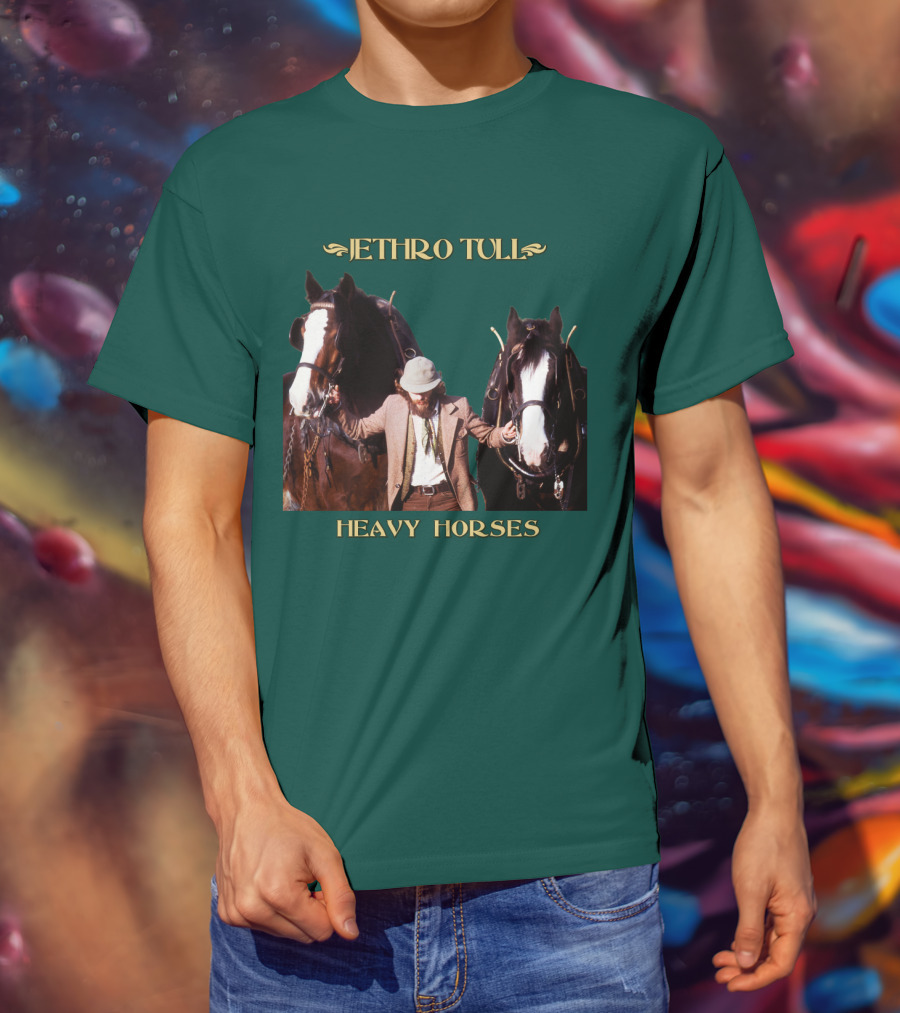 Jethro Tull Heavy Horses Album Cover With Horses And Figure T-Shirt
