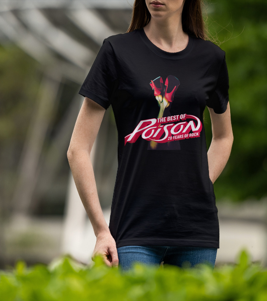 The Best Of Poison 20 Years Of Rock Red Heels On Black T-Shirt