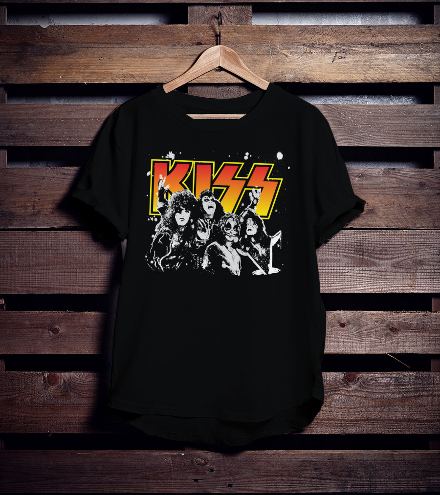 Kiss Band Black And White Group Photo T-Shirt
