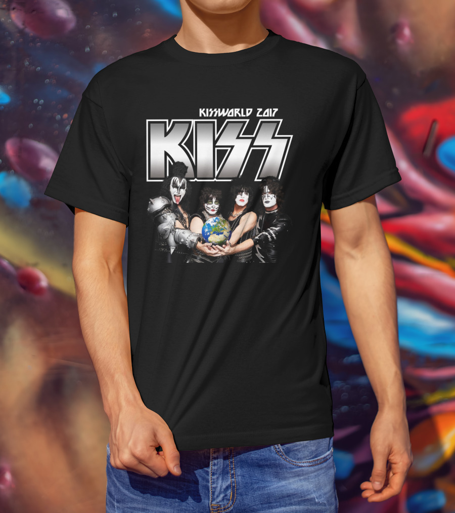 Kiss Kissworld 2017 Tour Holding Earth T-Shirt