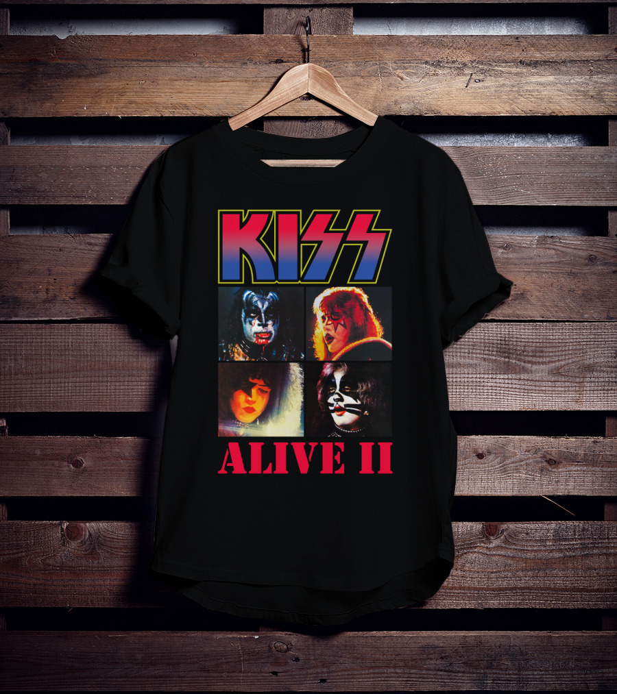 Kiss Alive Ii Classic Band Members Photo Collage T-Shirt