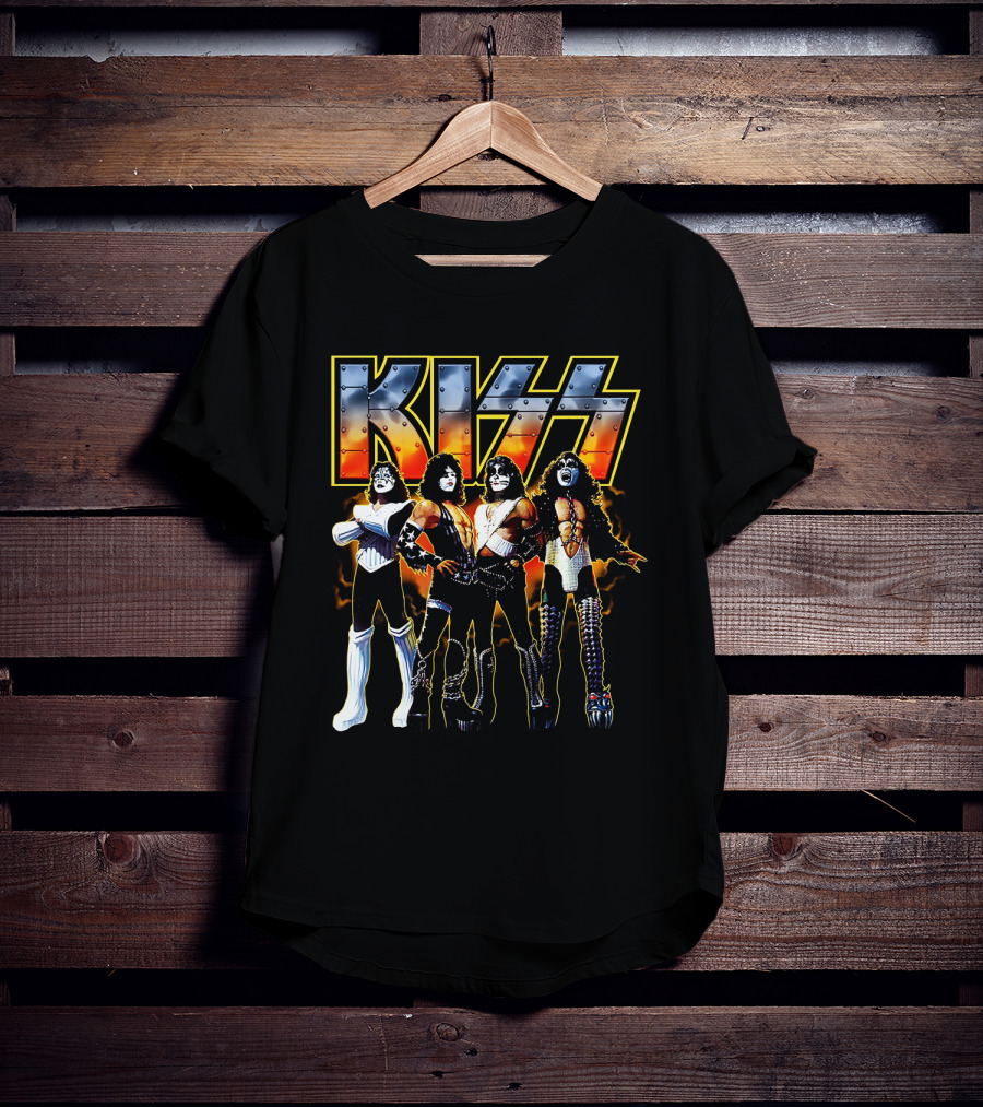 Kiss Band Members In Iconic Rock Style T-Shirt