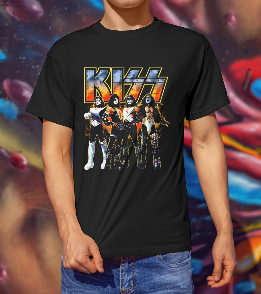 Kiss Band Members In Iconic Rock Style T-Shirt