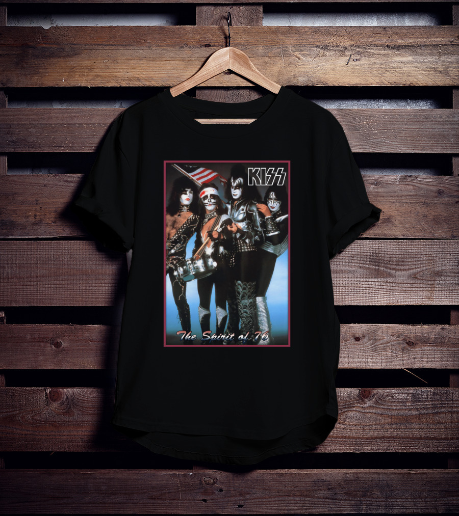 Kiss The Spirit Of '76 Band Portrait Poster With American Flag T-Shirt